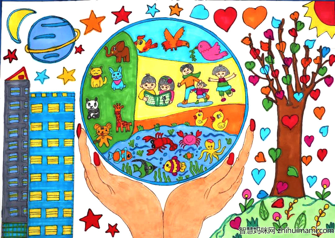 保护生物多样性主题绘画