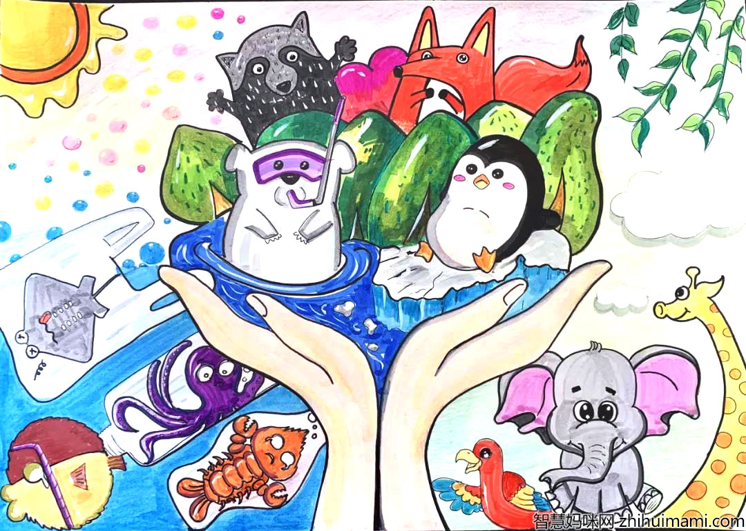 多样生物才有多彩世界绘画