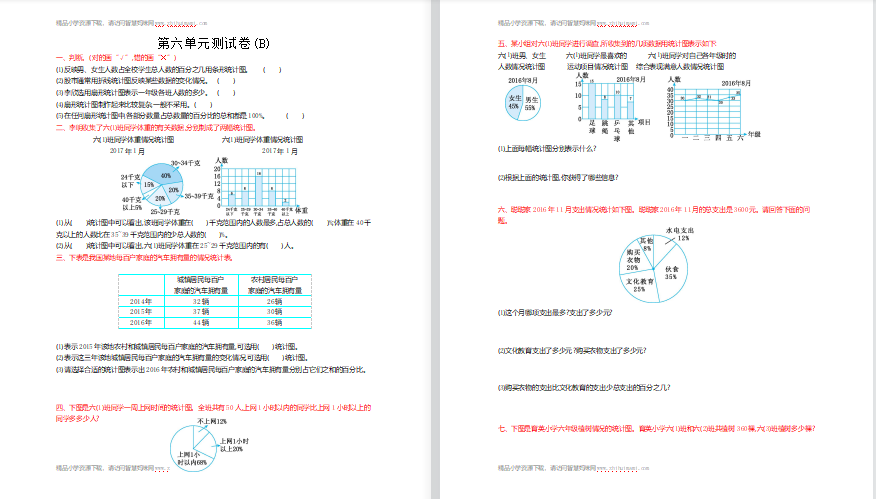 2021年北京版六年级数学上册第六单元测试题2（含答案)-第1张