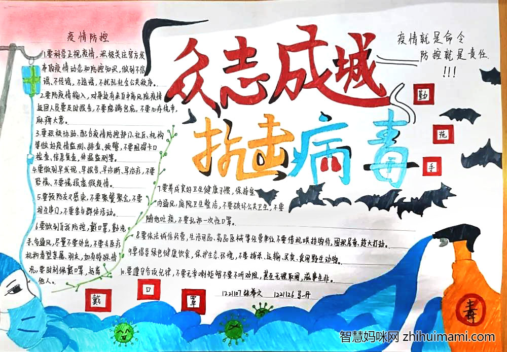 西安加油抗疫手抄报图片-图1