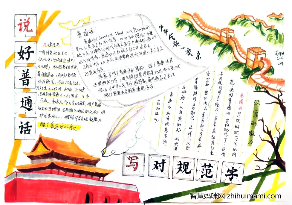 一组简单漂亮的推普周手抄报作品-图3