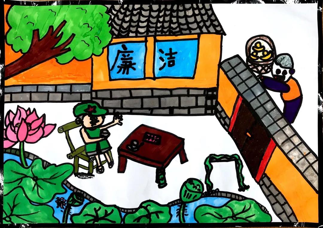 廉洁校园儿童画图片-图2