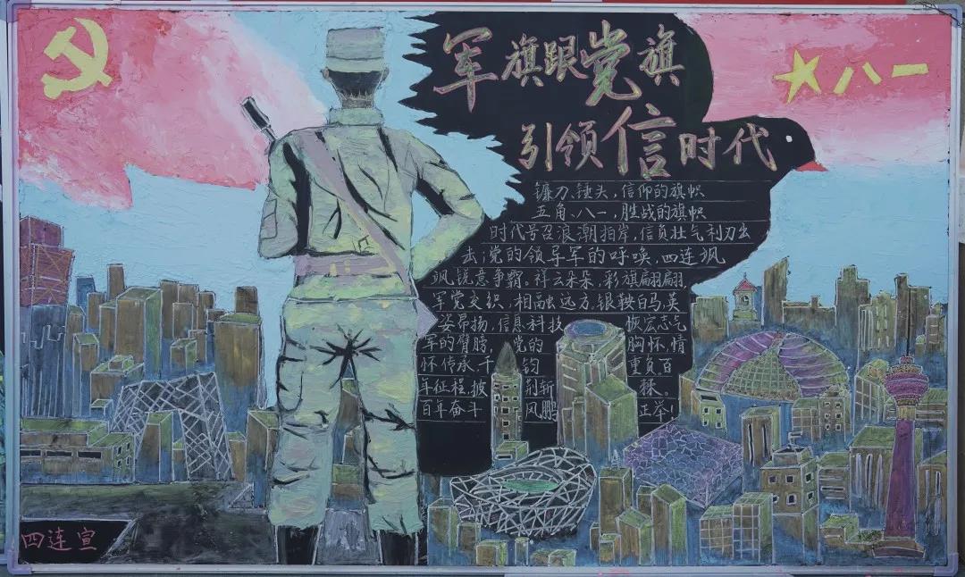 “军旗跟着党旗走，成才报国守初心”主题黑板报-图5