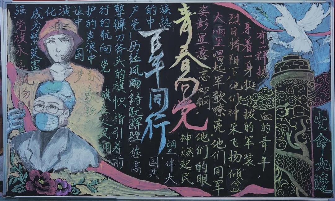 “军旗跟着党旗走，成才报国守初心”主题黑板报-图10