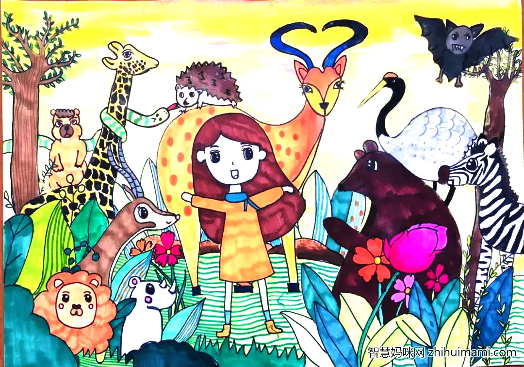 关于生物多样性的儿童画漂亮-图5
