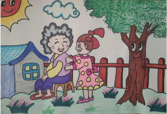 百善孝为先主题儿童画-图2