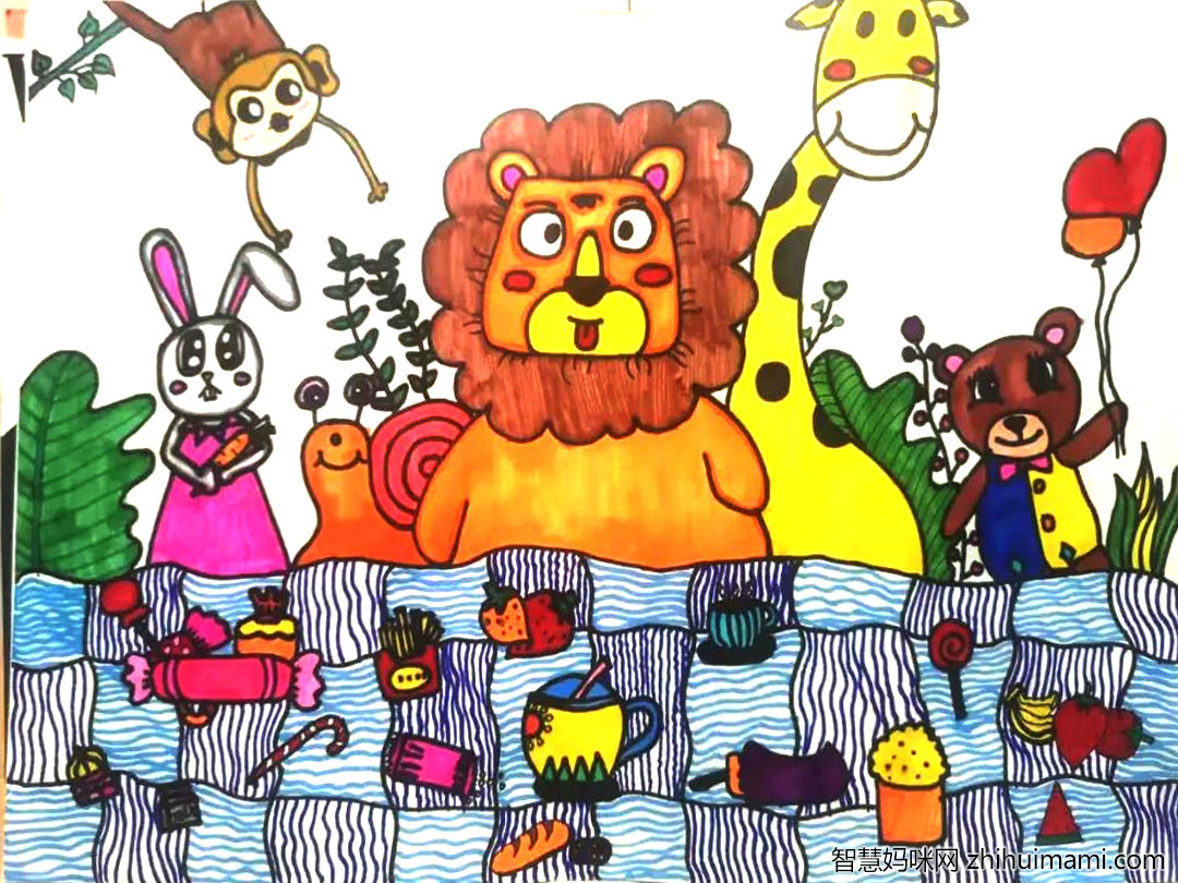 珍惜动物儿童绘画漂亮