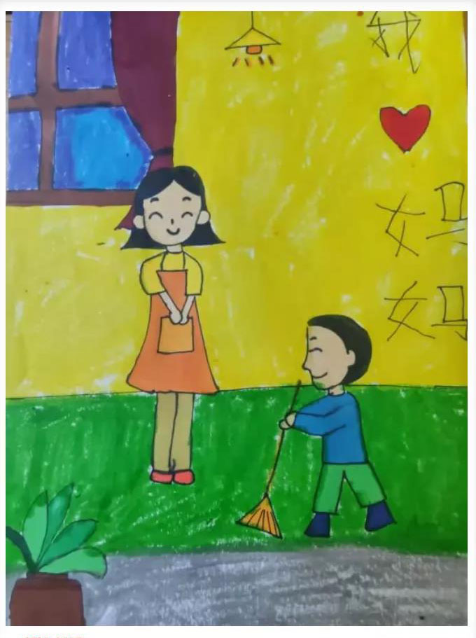 “孝心住我家”主题儿童绘画-图2