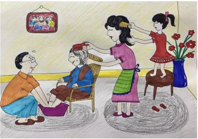 传承好家风儿童绘画作品-图2