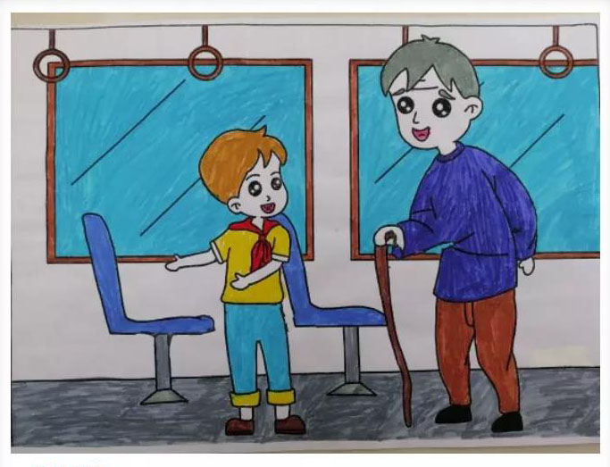 传承好家风儿童绘画作品-图7