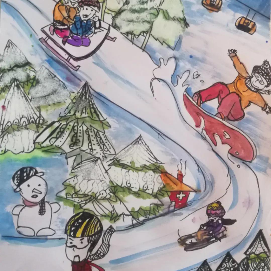 童绘冬奥儿童绘画作品-图4