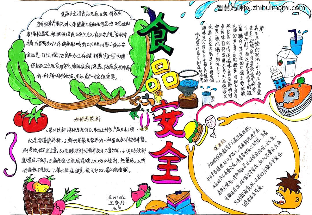 食品安全记心间手抄报怎么画-图2