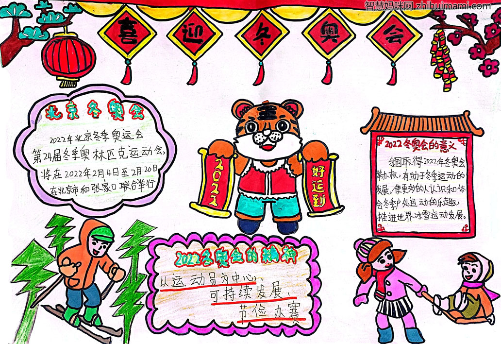 迎冬奥贺新春主题手抄报图片-图2