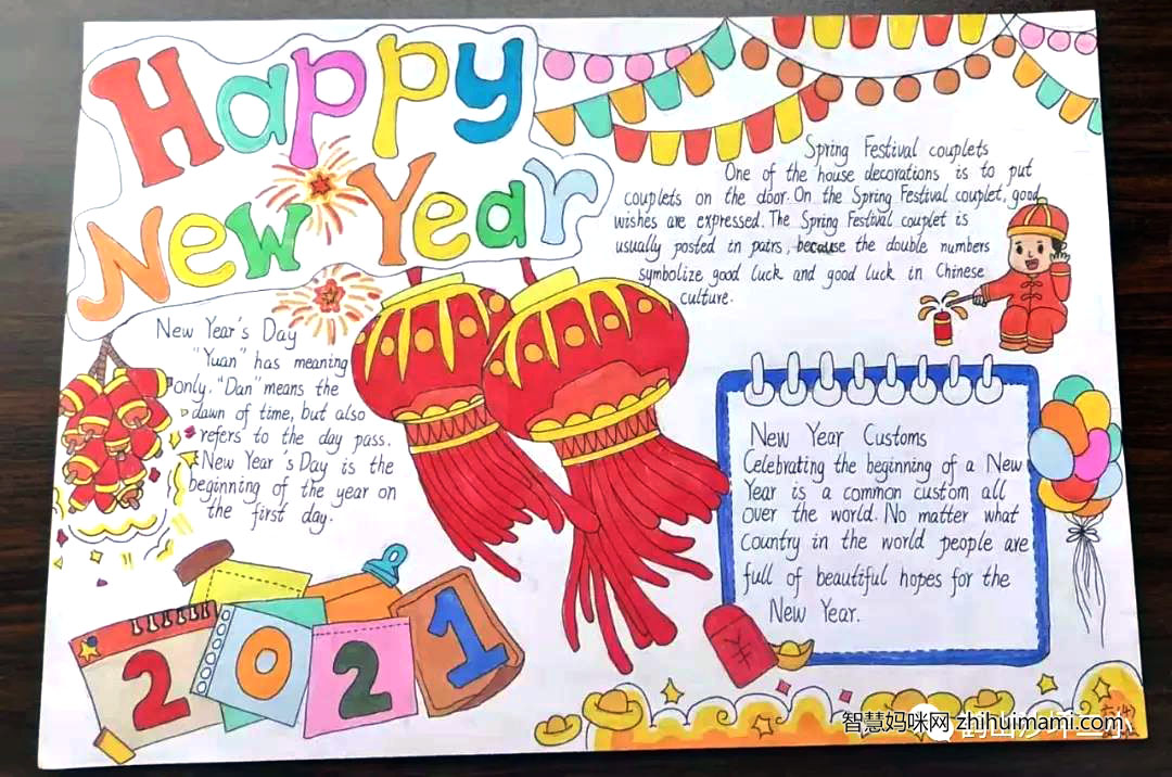新春快乐英语手抄报绘画-图4