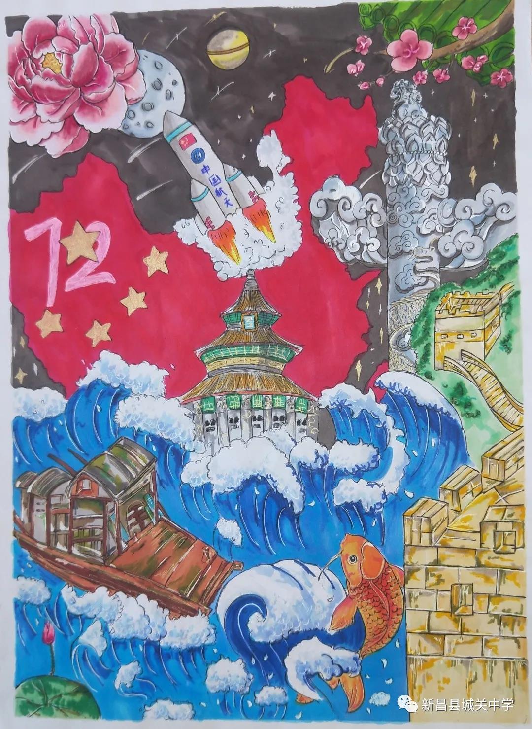 祝福祖国儿童画-图1