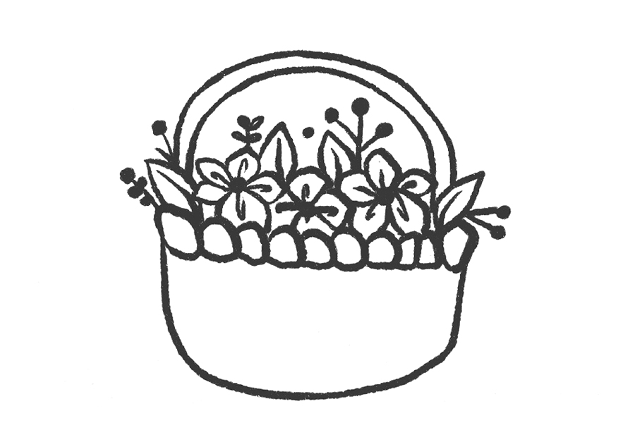一篮小花简笔画画法步骤-图6