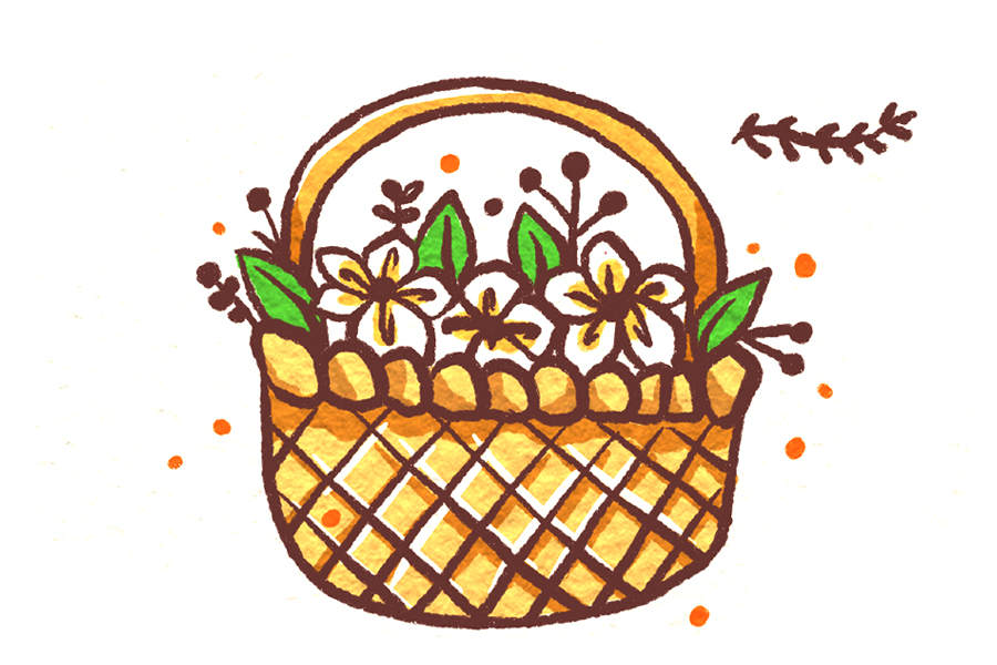 一篮小花简笔画画法步骤