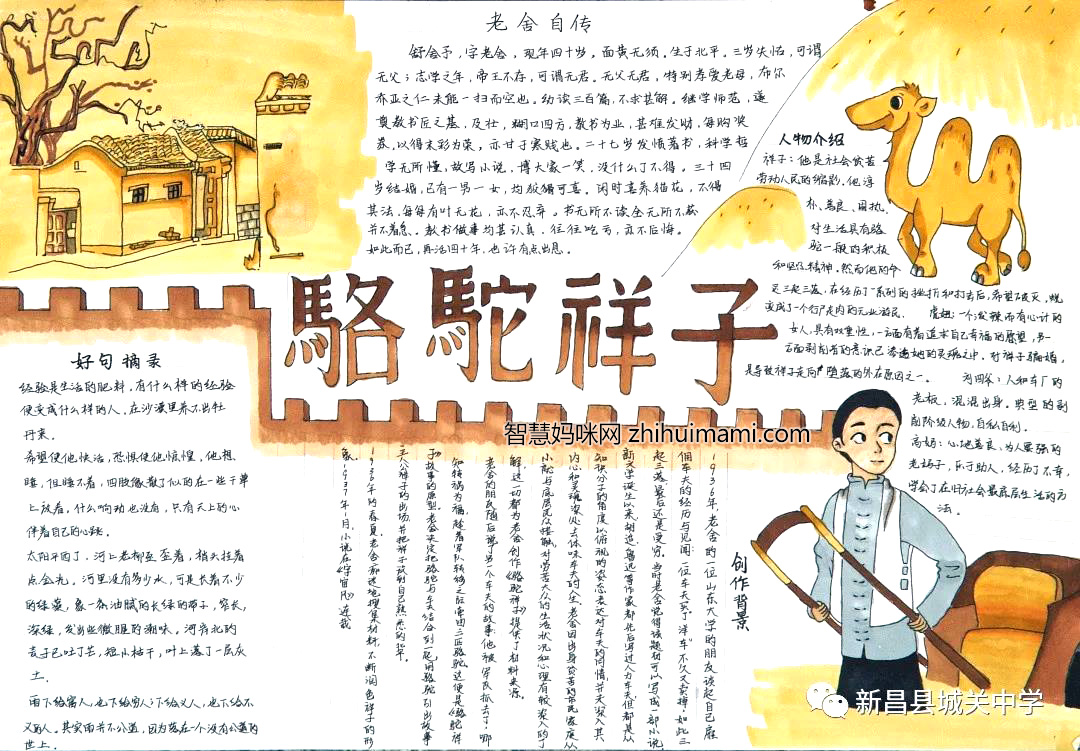骆驼祥子手抄报绘画第一名-图1
