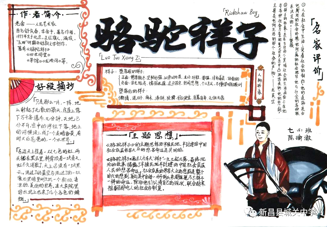 七年级骆驼祥子手抄报一等奖（9张）-图9