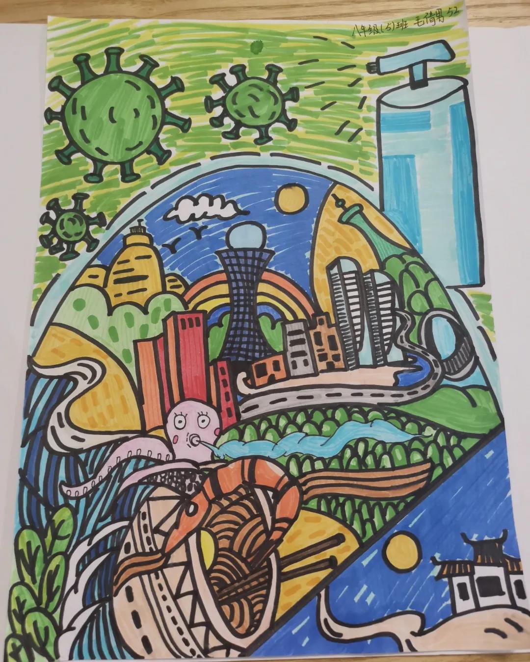 抗疫儿童画——厦门加油-图5