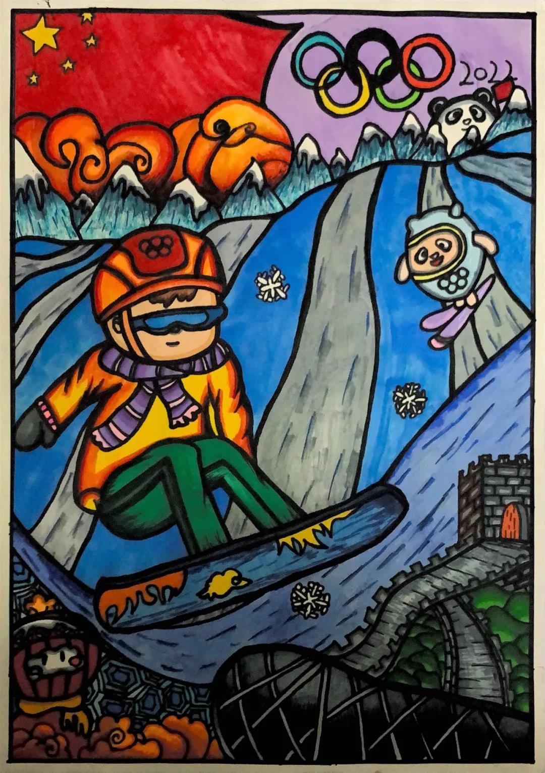 迎冬奥儿童绘画作品一等奖-图8