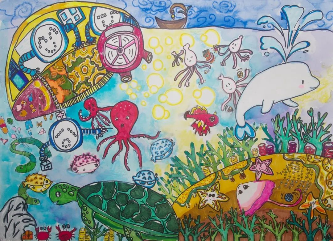 海洋垃圾清扫机儿童创意画-图7