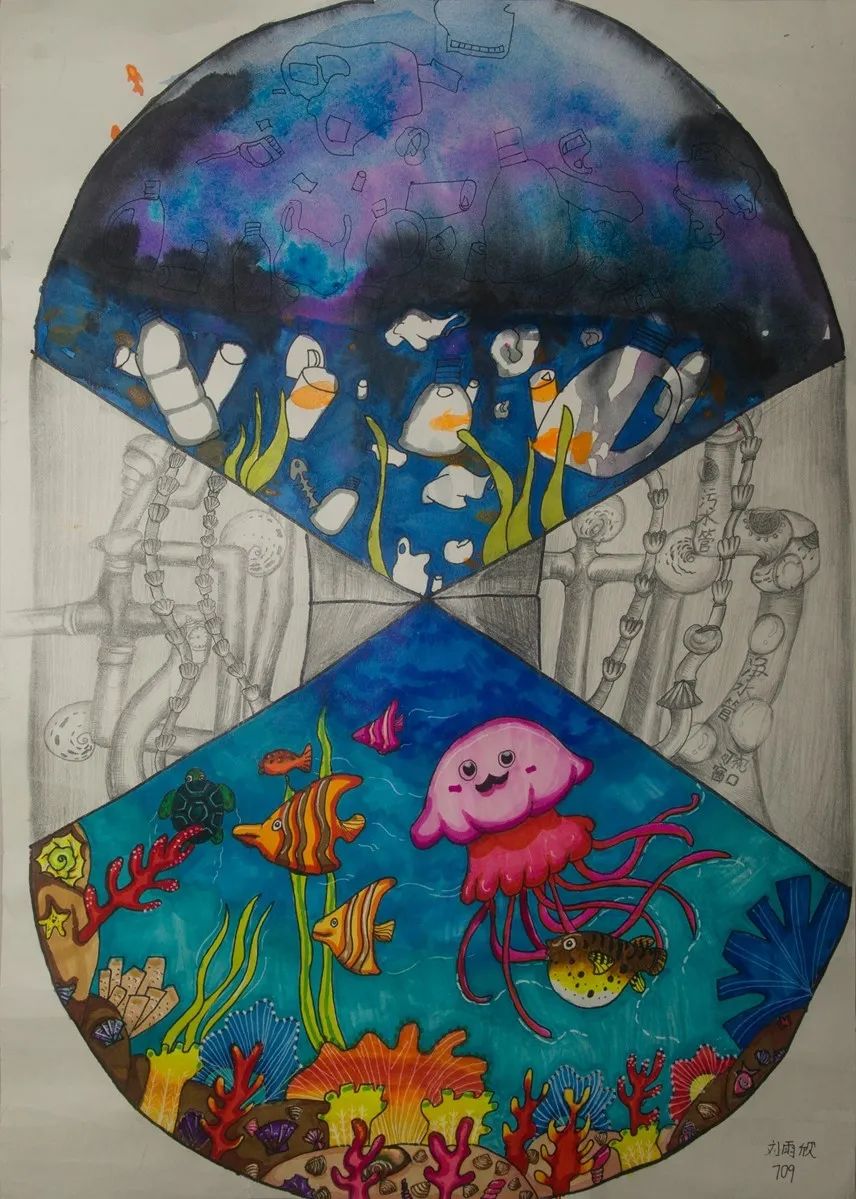 保护海洋生态主题儿童画-图10