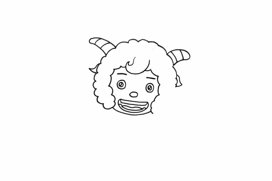 喜羊羊简笔画画法步骤-图2