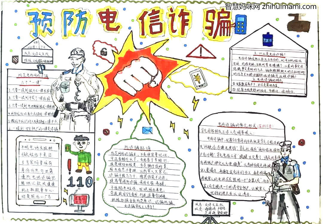 “预防诈骗，你我同行”手抄报图片-图4