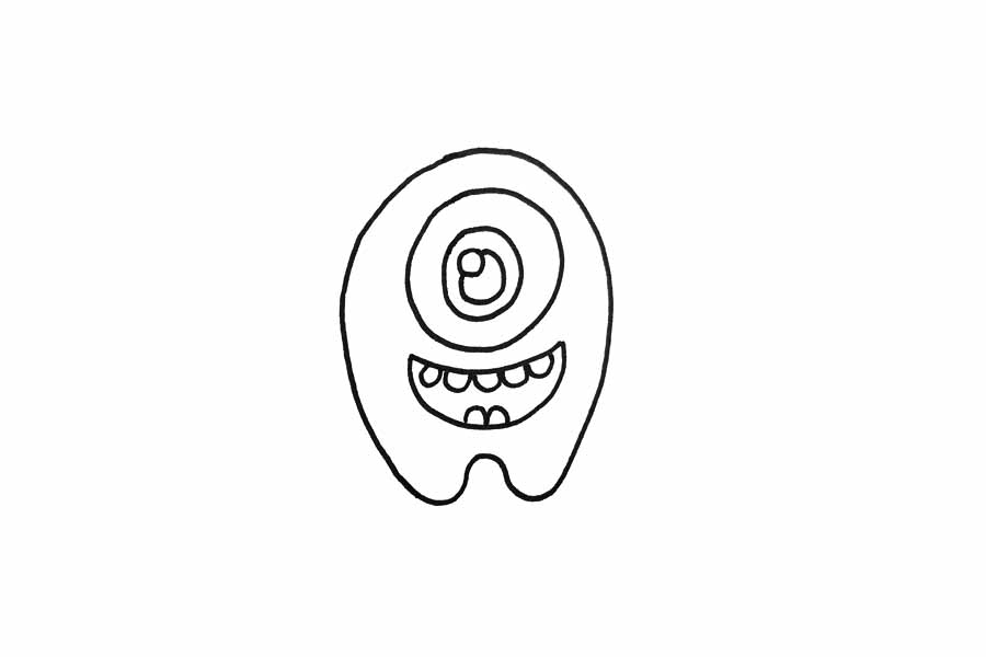 简单可爱小怪兽简笔画画法-图2