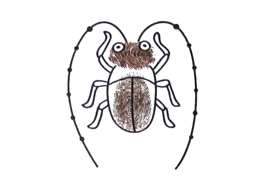 如何画天牛手指画