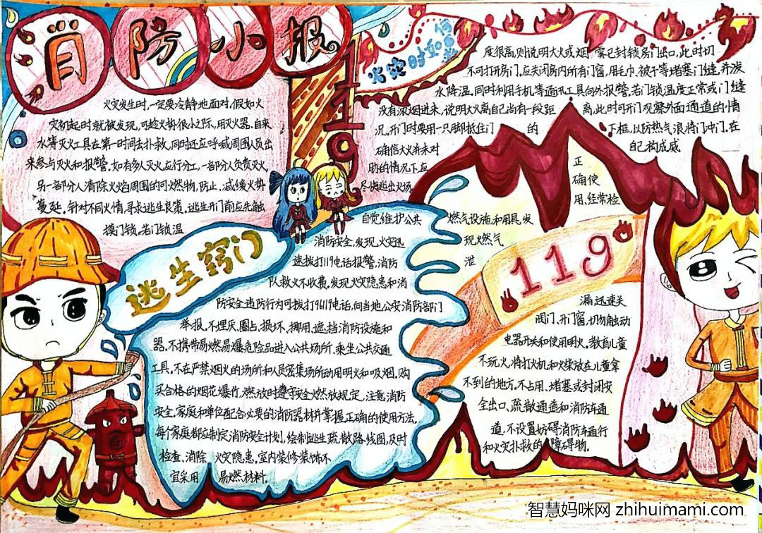 “关注消防,共享平安”主题手抄报-图4