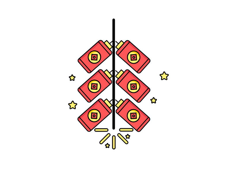 各种春节烟花爆竹的画法-图9