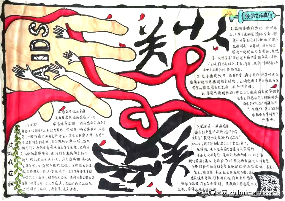 守护爱预防艾主题手抄报-图3