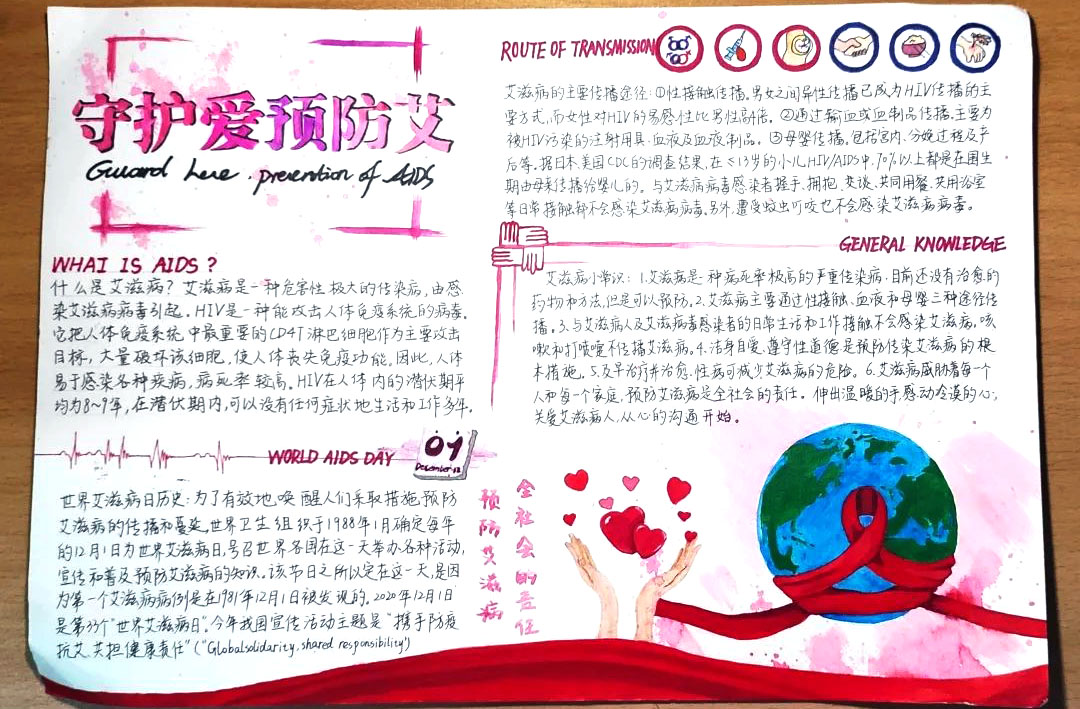 守护爱预防艾主题手抄报-图6