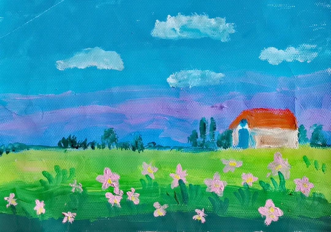 家乡的风景绘画优秀作品-图6