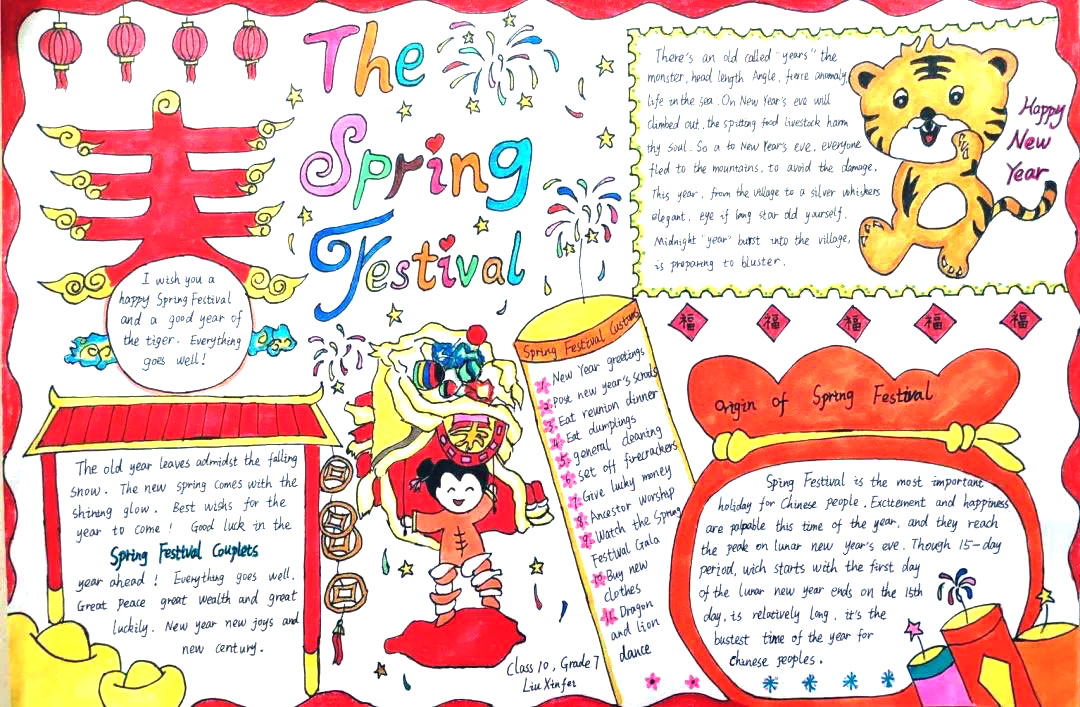 7张漂亮的虎年春节英语手抄报-图4