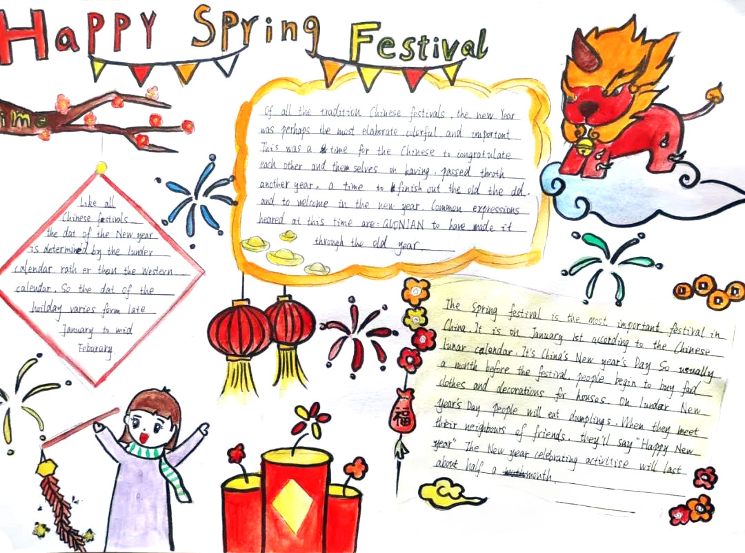 7张漂亮的虎年春节英语手抄报-图7