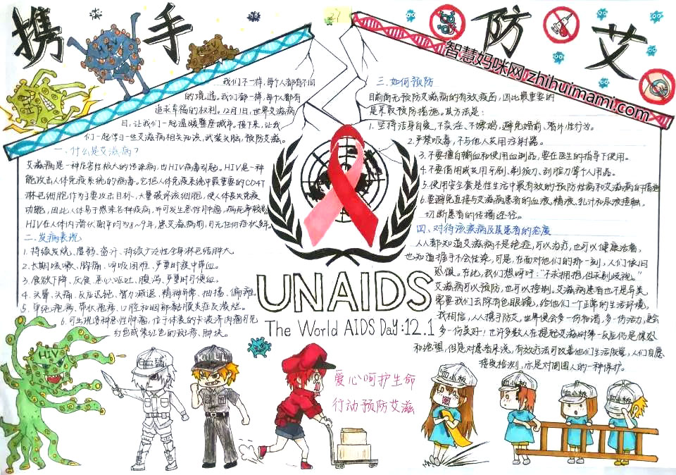 大学生校园防艾宣传手抄报图片-图2