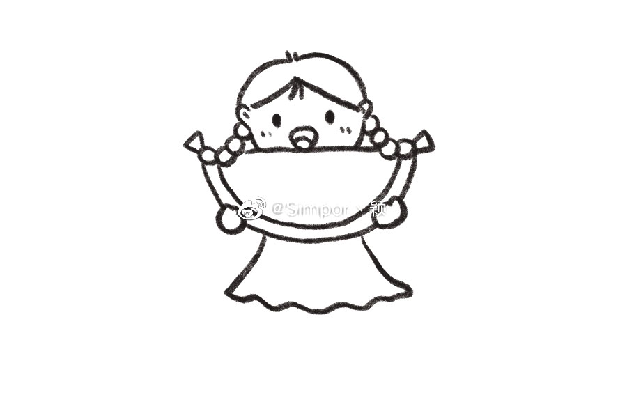 吃西瓜的小女孩简笔画-图5