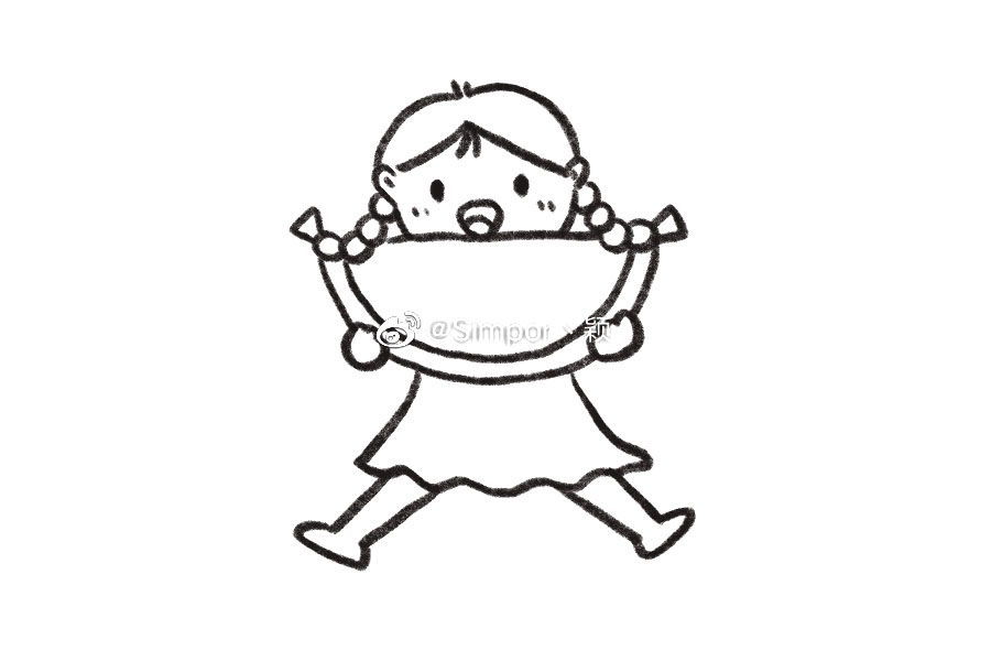 吃西瓜的小女孩简笔画-图6