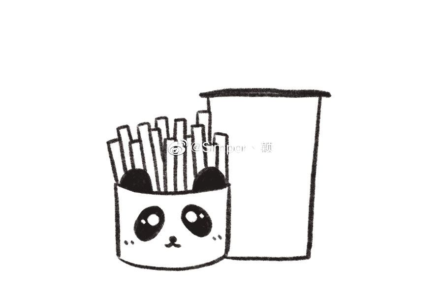 薯条配果汁简笔画-图5