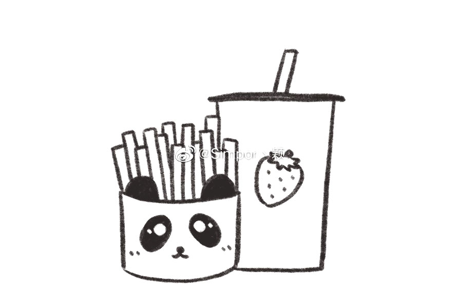 薯条配果汁简笔画-图7