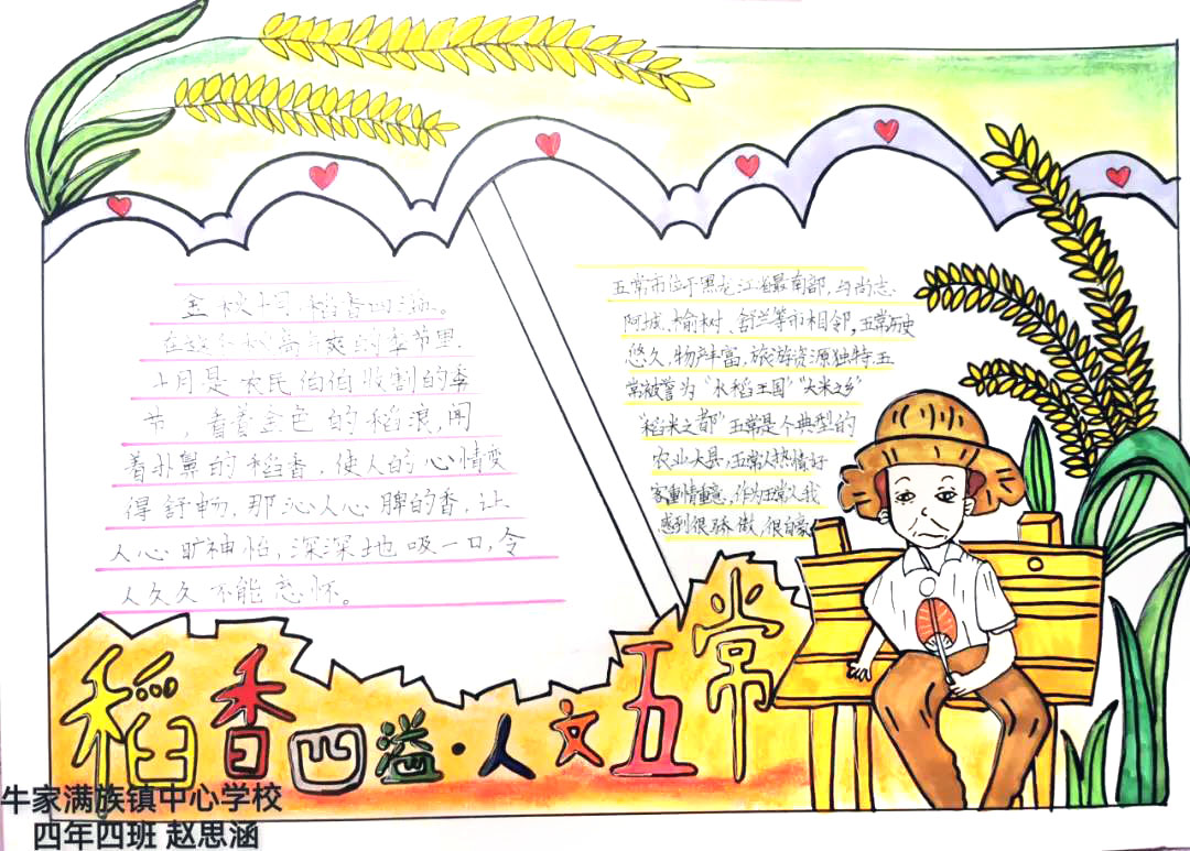“稻香四溢 人文五常”主题手抄报绘画-图1