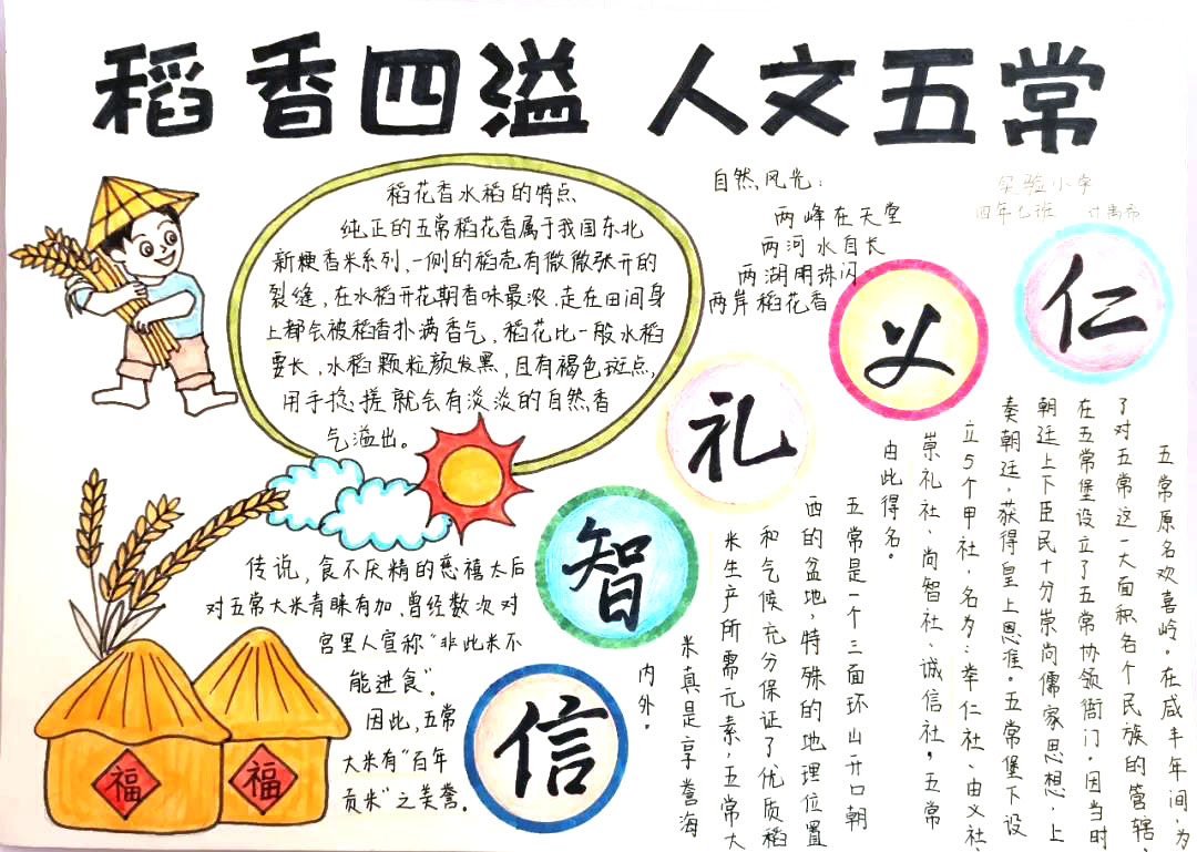 “稻香四溢 人文五常”主题手抄报绘画-图8