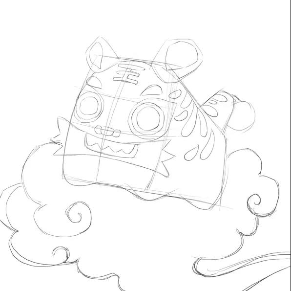 步骤2：在第一步骤的基础上，继续用铅笔完善画面细节。