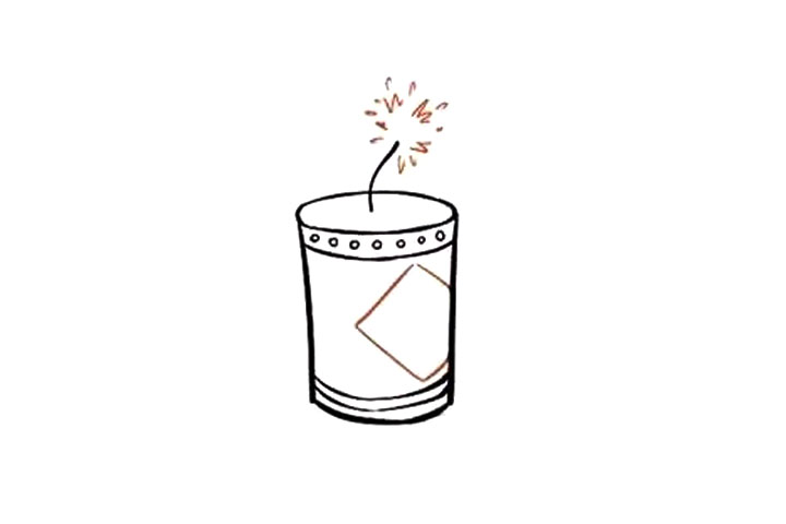 春节喜庆元素炮仗简笔画画法-图5