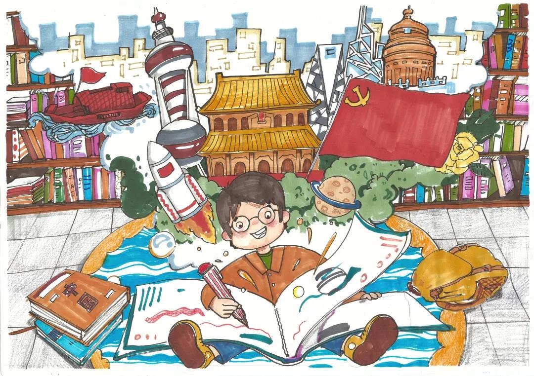 书屋伴我成长儿童画-图5