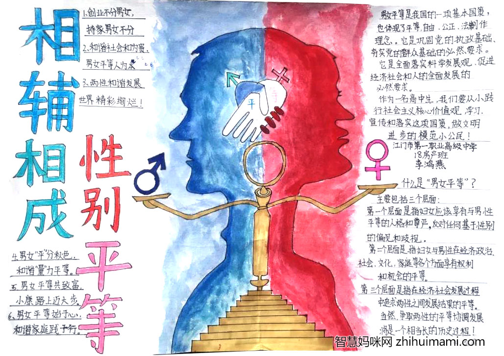 性别平等主题手抄报绘画优秀作品-图4