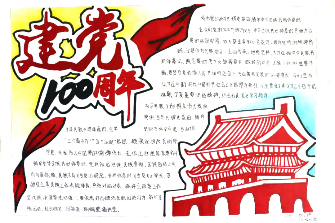 建党100周年手抄报绘画（8张）-图1